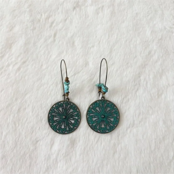 5/$15 🩷 MUST BUNDLE Turquoise Filigree Drop Earrings - Picture 2 of 4